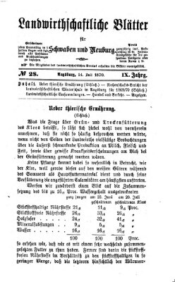 Landwirtschaftliche Blätter für Schwaben und Neuburg Donnerstag 14. Juli 1870