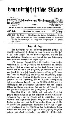 Landwirtschaftliche Blätter für Schwaben und Neuburg Donnerstag 11. August 1870