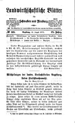 Landwirtschaftliche Blätter für Schwaben und Neuburg Donnerstag 18. August 1870