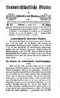 Landwirtschaftliche Blätter für Schwaben und Neuburg Donnerstag 13. Oktober 1870