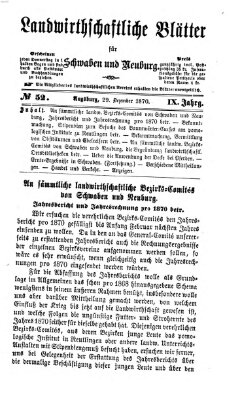 Landwirtschaftliche Blätter für Schwaben und Neuburg Donnerstag 29. Dezember 1870