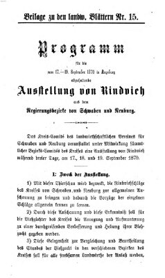 Landwirtschaftliche Blätter für Schwaben und Neuburg Donnerstag 7. April 1870