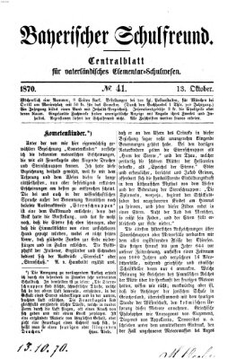 Bayerischer Schulfreund Donnerstag 13. Oktober 1870