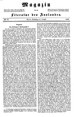 Magazin für die Literatur des Auslandes Donnerstag 2. August 1855