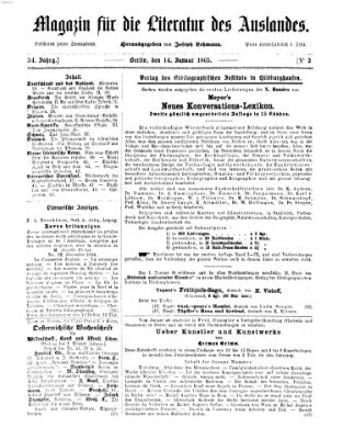 Magazin für die Literatur des Auslandes Samstag 14. Januar 1865