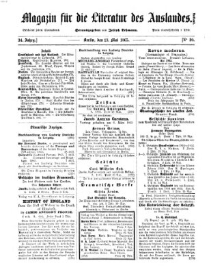 Magazin für die Literatur des Auslandes Samstag 13. Mai 1865