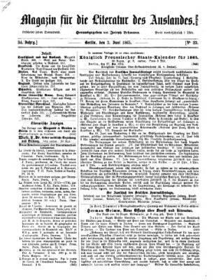 Magazin für die Literatur des Auslandes Samstag 3. Juni 1865