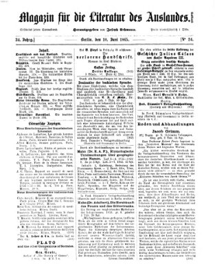 Magazin für die Literatur des Auslandes Samstag 10. Juni 1865