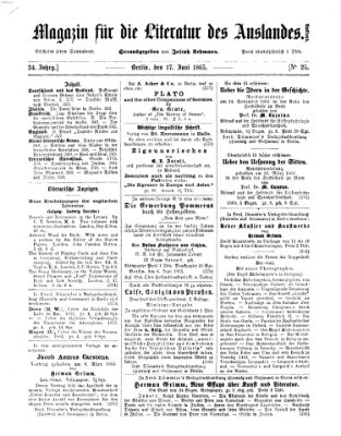 Magazin für die Literatur des Auslandes Samstag 17. Juni 1865