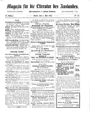 Magazin für die Literatur des Auslandes Samstag 1. Juli 1865