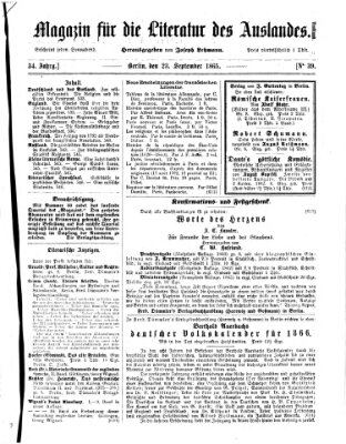 Magazin für die Literatur des Auslandes Samstag 23. September 1865