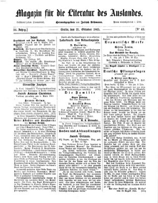 Magazin für die Literatur des Auslandes Samstag 21. Oktober 1865