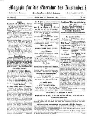 Magazin für die Literatur des Auslandes Samstag 16. Dezember 1865