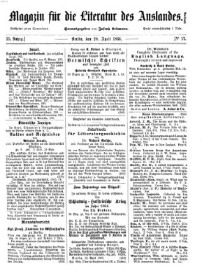 Magazin für die Literatur des Auslandes Samstag 28. April 1866