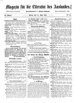 Magazin für die Literatur des Auslandes Samstag 23. Juni 1866