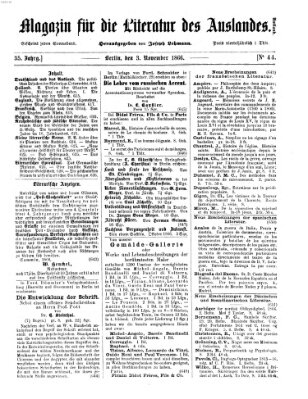 Magazin für die Literatur des Auslandes Samstag 3. November 1866