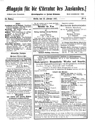 Magazin für die Literatur des Auslandes Samstag 23. Februar 1867