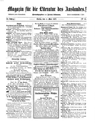 Magazin für die Literatur des Auslandes Samstag 4. Mai 1867