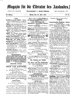 Magazin für die Literatur des Auslandes Samstag 22. Juni 1867