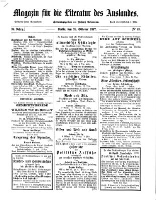 Magazin für die Literatur des Auslandes Samstag 26. Oktober 1867