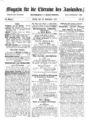 Magazin für die Literatur des Auslandes Samstag 30. November 1867