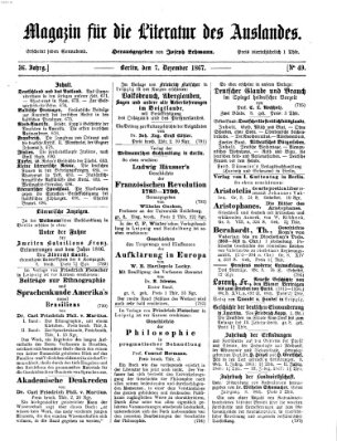 Magazin für die Literatur des Auslandes Samstag 7. Dezember 1867