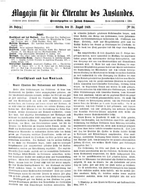 Magazin für die Literatur des Auslandes Samstag 21. August 1869