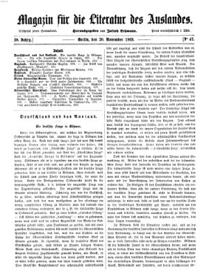 Magazin für die Literatur des Auslandes Samstag 20. November 1869