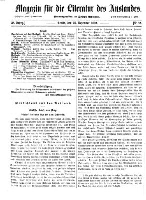 Magazin für die Literatur des Auslandes Samstag 25. Dezember 1869
