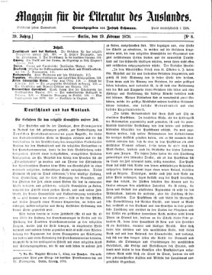 Magazin für die Literatur des Auslandes Samstag 19. Februar 1870