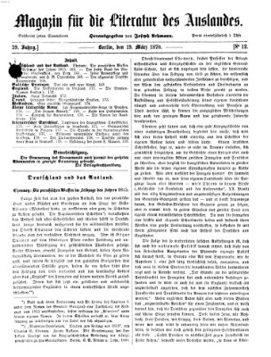 Magazin für die Literatur des Auslandes Samstag 19. März 1870