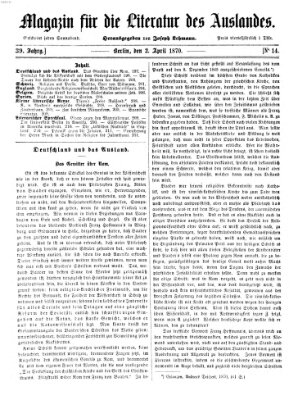 Magazin für die Literatur des Auslandes Samstag 2. April 1870