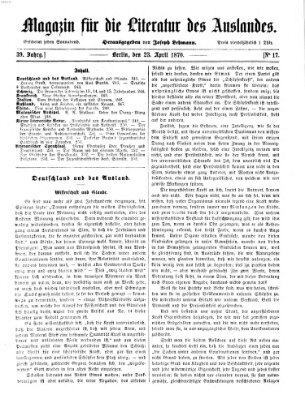 Magazin für die Literatur des Auslandes Samstag 23. April 1870