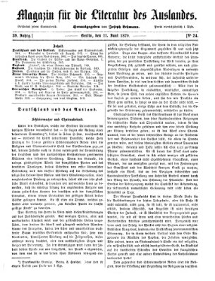 Magazin für die Literatur des Auslandes Samstag 11. Juni 1870