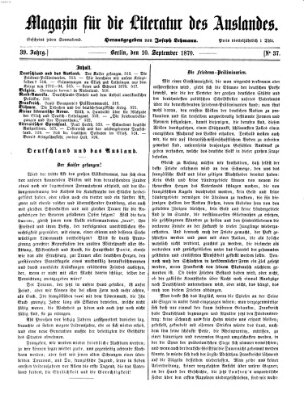 Magazin für die Literatur des Auslandes Samstag 10. September 1870