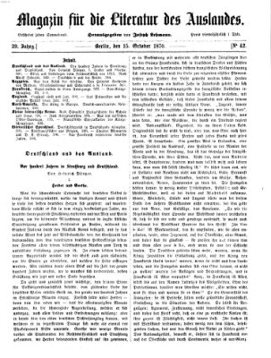 Magazin für die Literatur des Auslandes Samstag 15. Oktober 1870