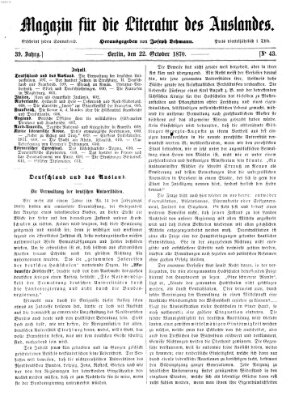 Magazin für die Literatur des Auslandes Samstag 22. Oktober 1870