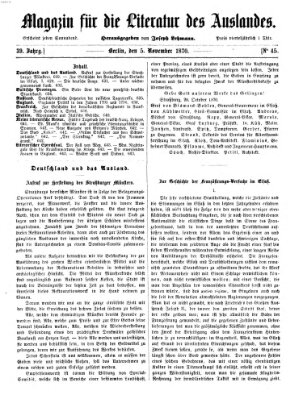 Magazin für die Literatur des Auslandes Samstag 5. November 1870