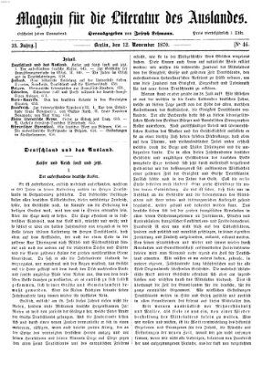 Magazin für die Literatur des Auslandes Samstag 12. November 1870