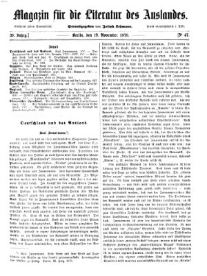 Magazin für die Literatur des Auslandes Samstag 19. November 1870