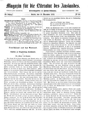 Magazin für die Literatur des Auslandes Samstag 10. Dezember 1870