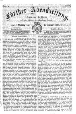 Fürther Abendzeitung Montag 2. Januar 1865