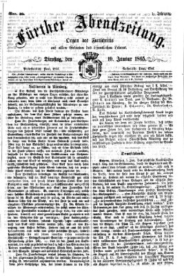 Fürther Abendzeitung Dienstag 10. Januar 1865