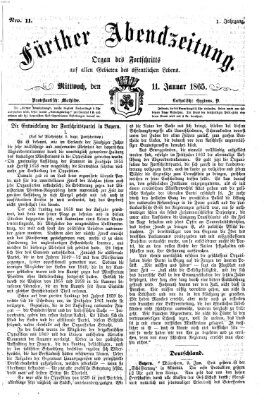 Fürther Abendzeitung Mittwoch 11. Januar 1865