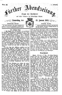 Fürther Abendzeitung Donnerstag 12. Januar 1865