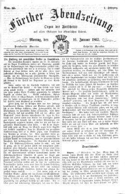 Fürther Abendzeitung Montag 16. Januar 1865