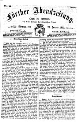 Fürther Abendzeitung Montag 23. Januar 1865