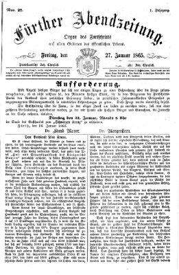 Fürther Abendzeitung Freitag 27. Januar 1865