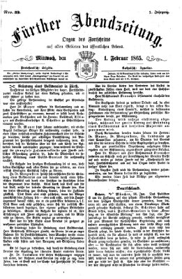 Fürther Abendzeitung Mittwoch 1. Februar 1865