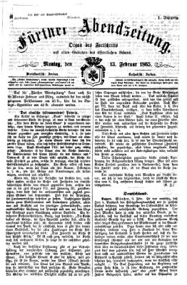 Fürther Abendzeitung Montag 13. Februar 1865